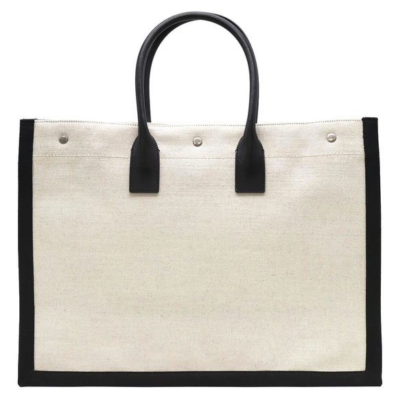 Saint Laurent Rive Gauche Linen Tote Bag White - Picture 3 of 5